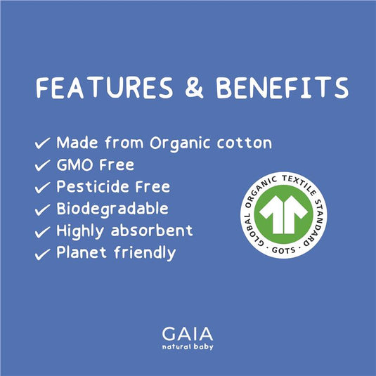 Gaia Natural Baby Organic Cotton Cleansing Pads 40 Pack
