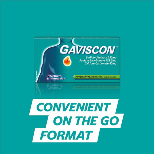 Gaviscon Chewable Tablets Peppermint Heartburn & Indigestion Relief 48 Pack