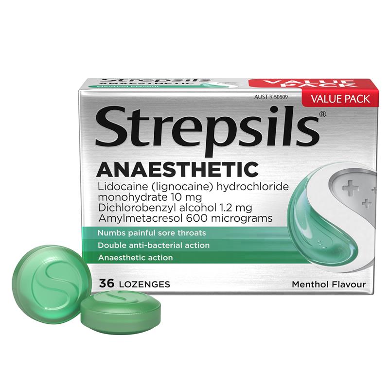 Load image into Gallery viewer, Strepsils Anaesthetic Menthol 36 Lozenges
