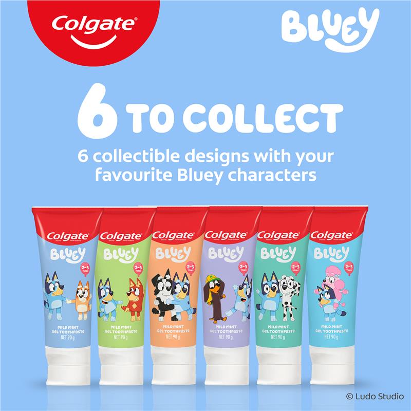 Load image into Gallery viewer, Colgate Toothpaste Kids Bluey 2-5 Years Mild Mint Gel 90g

