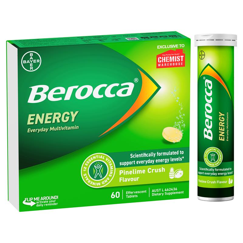 Load image into Gallery viewer, Berocca Energy Pinelime Crush 60 Effervescent Tablets Exclusive
