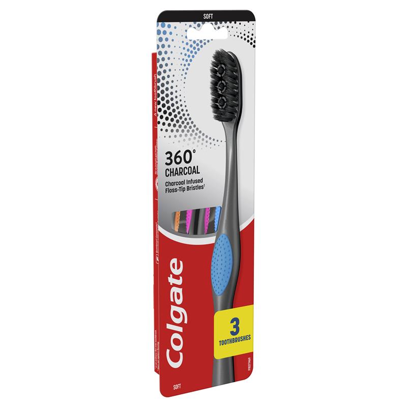 Load image into Gallery viewer, Colgate Toothbrush 360 Charcoal Infused Floss Tip 3 Pack
