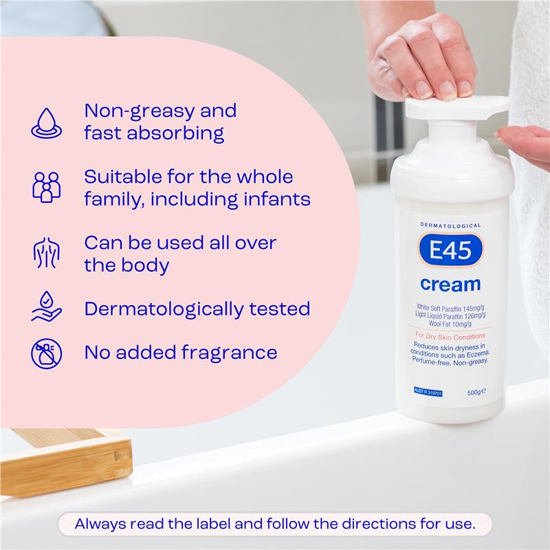 Load image into Gallery viewer, E45 Dermatological Cream Pump 500g
