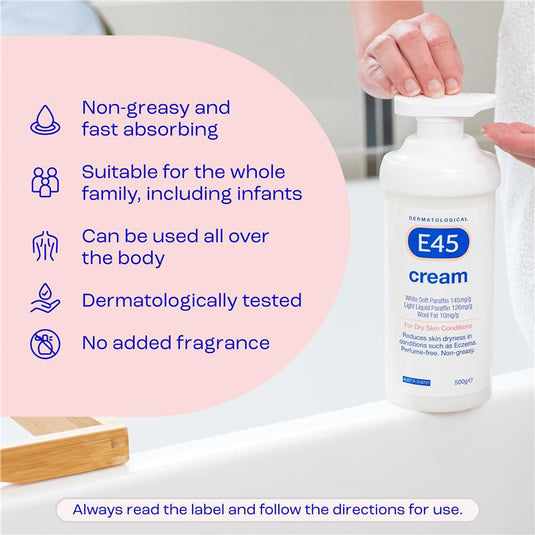 E45 Dermatological Cream Pump 500g