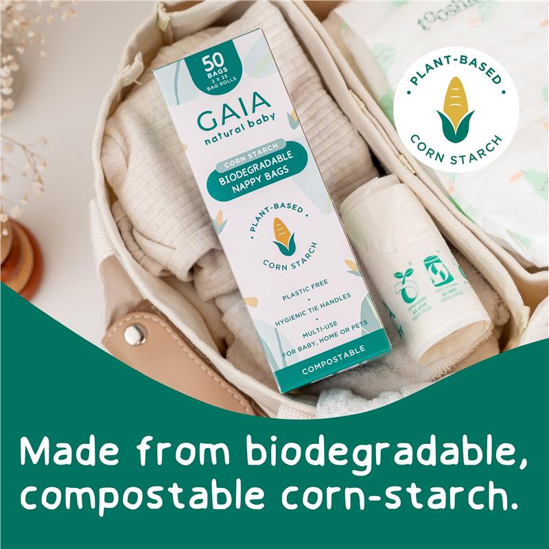 Load image into Gallery viewer, Gaia Natural Baby Biodegradable Nappy Bags 50 Pack
