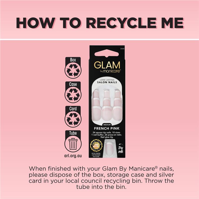Load image into Gallery viewer, Glam By Manicare Press On Nails French Pink Medium Square French Kit
