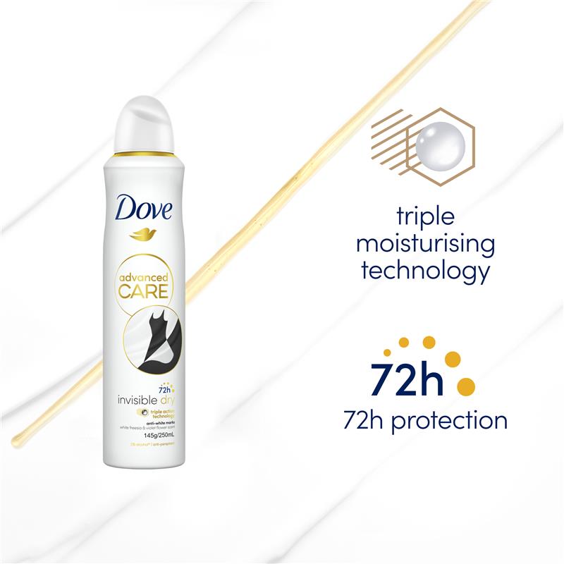 Load image into Gallery viewer, Dove Women Advanced Care Antiperspirant Aerosol Invisible Dry 250ml
