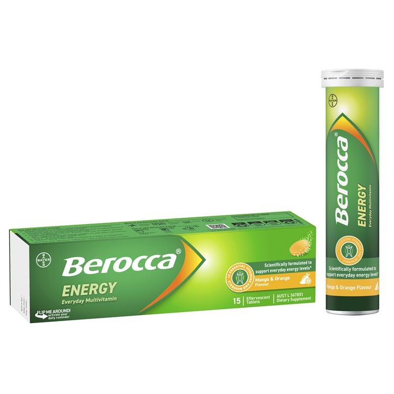 Load image into Gallery viewer, Berocca Energy Mango And Orange 15 Effervescent Tablets
