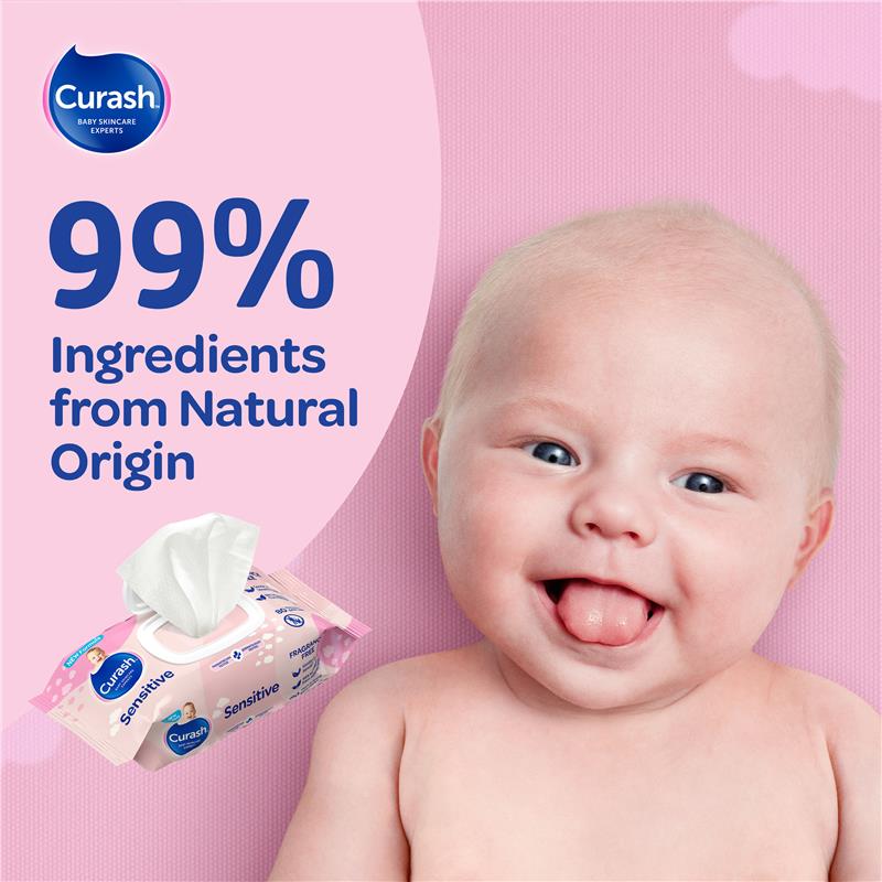 Load image into Gallery viewer, Curash Baby Sensitive Wipes 6 x 80 Value Pack
