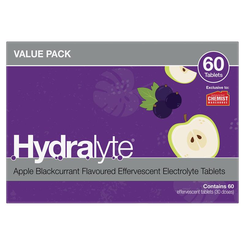 Load image into Gallery viewer, Hydralyte Electrolyte Effervescent Apple Blackcurrant 60 Tablets Exclusive Size
