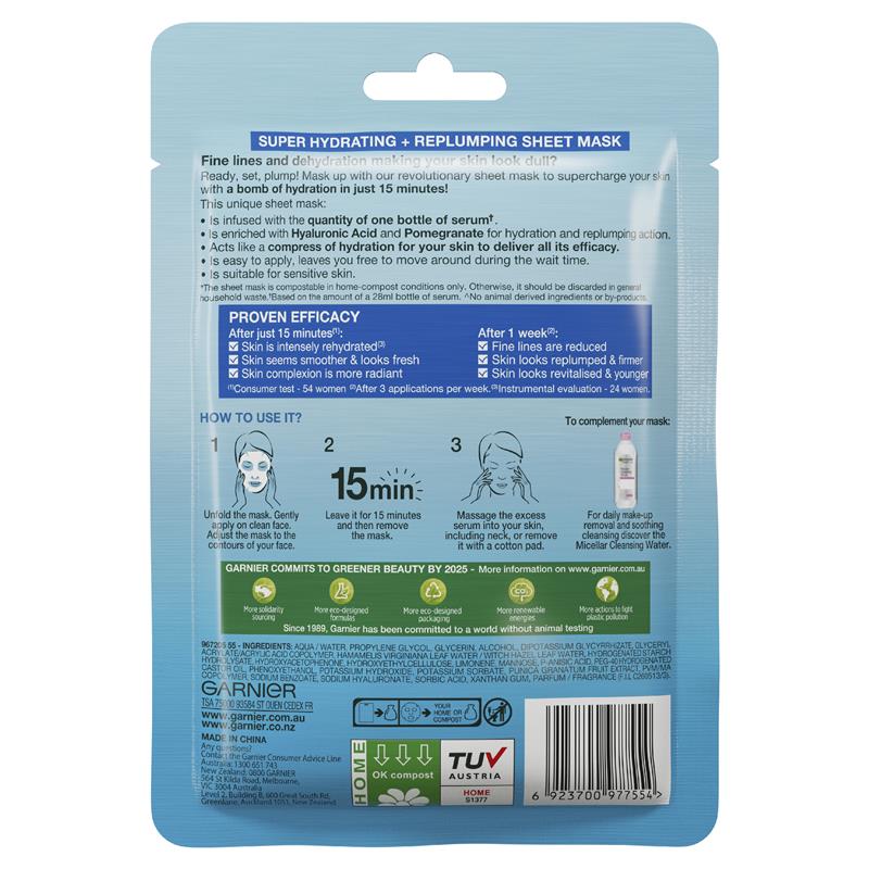 Load image into Gallery viewer, Garnier Hydra Bomb Hyaluronic Acid + Pomegranate Sheet Mask
