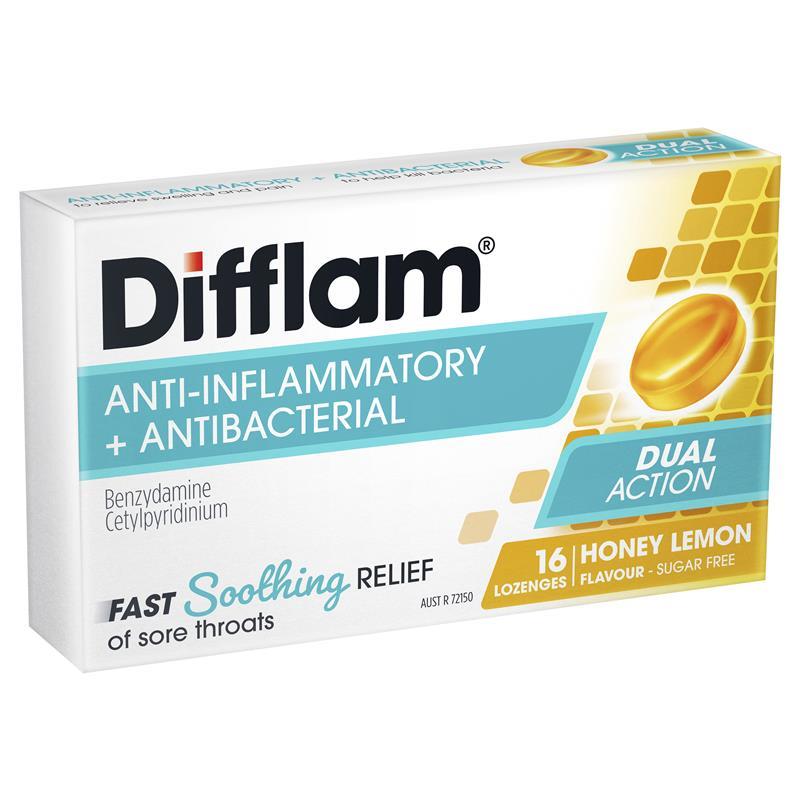 Load image into Gallery viewer, Difflam Sore Throat Sugar Free Honey And Lemon 16 Lozenges
