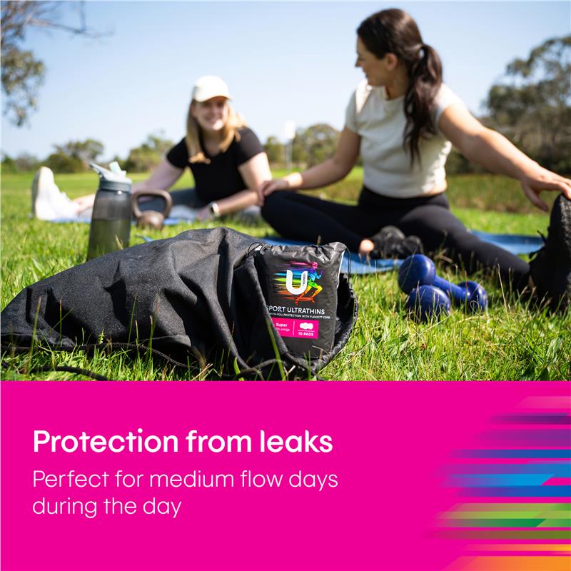 Load image into Gallery viewer, U by Kotex Sport Ultrathins Pads Super 10 Pack
