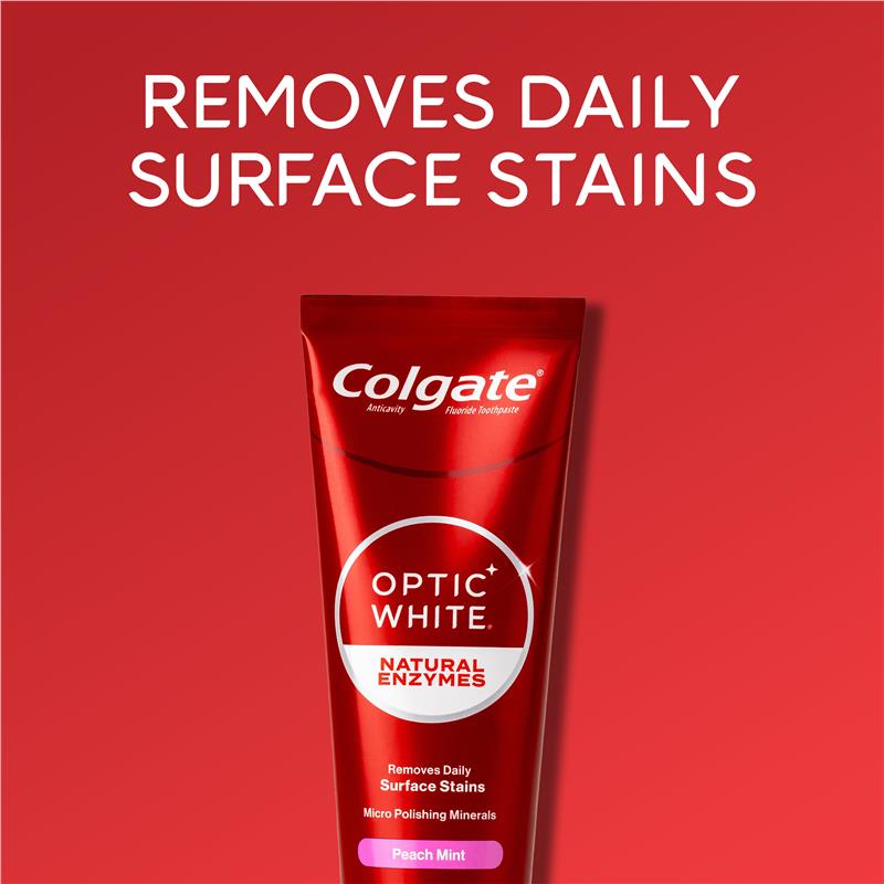 Load image into Gallery viewer, Colgate Toothpaste Optic White Natural Enzymes Peach Mint 100g
