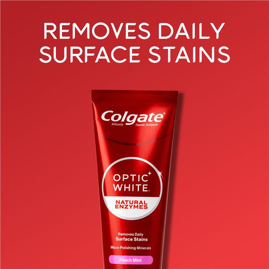 Colgate Toothpaste Optic White Natural Enzymes Peach Mint 100g