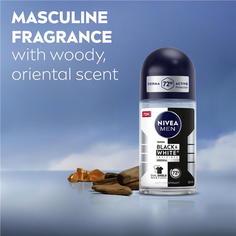 Load image into Gallery viewer, NIVEA MEN Black &amp; White Invisible Roll On Deodorant 72H Protection 50ml
