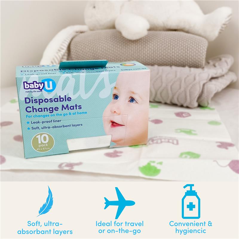 Load image into Gallery viewer, Baby U Disposable Change Mats 10 Pack
