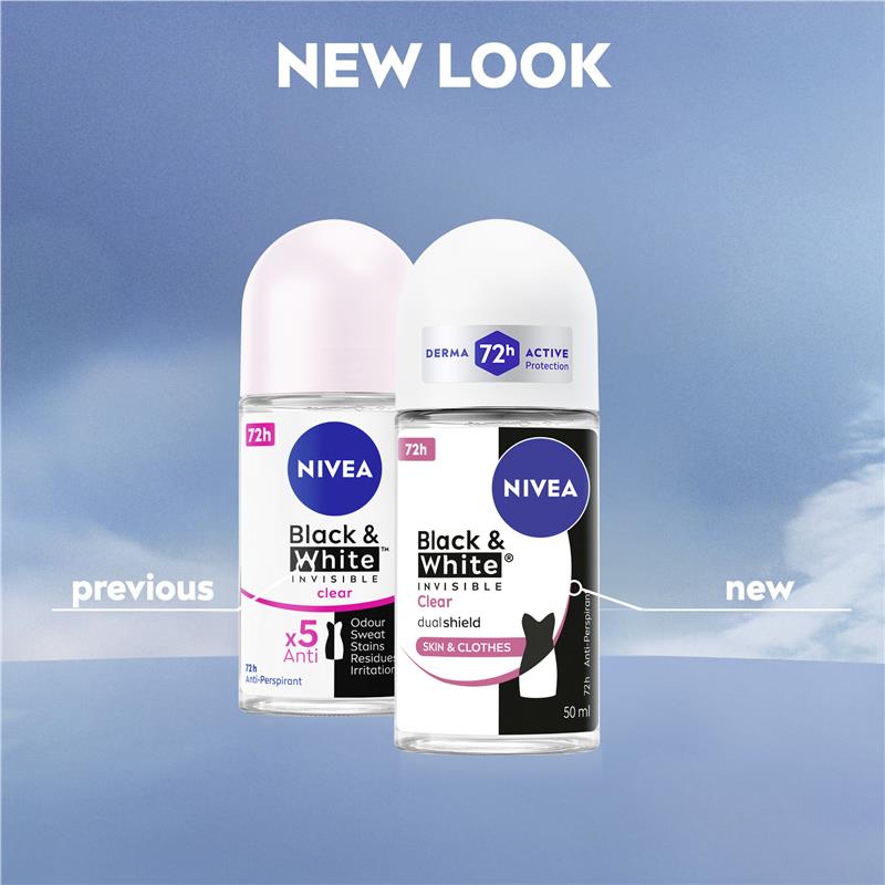 Load image into Gallery viewer, NIVEA Black &amp; White Invisible Clear Roll On Deodorant 72H Protection 50ml
