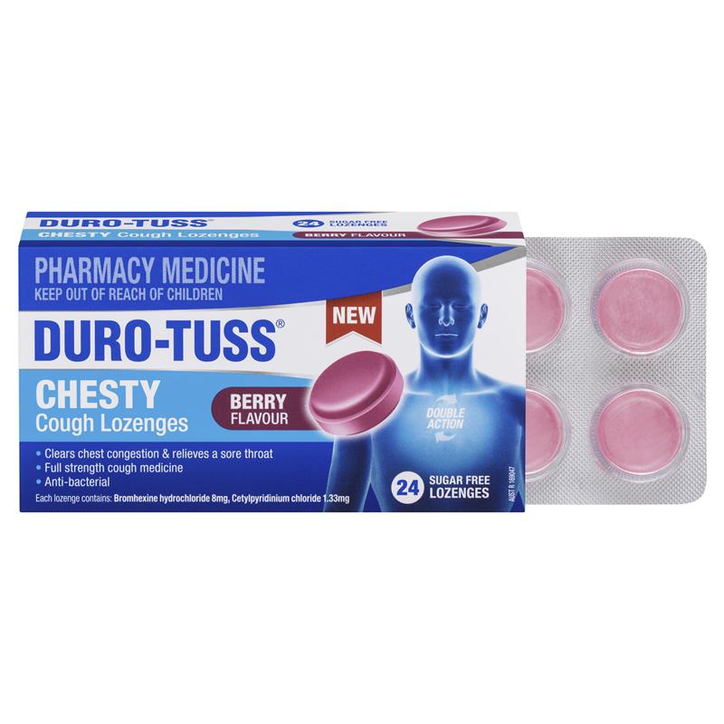 Load image into Gallery viewer, DURO-TUSS Chesty Cough Lozenges Berry 24 Lozenges
