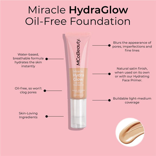 MCoBeauty Miracle Hydro Glow Oil Free Foundation Natural Tan NEW