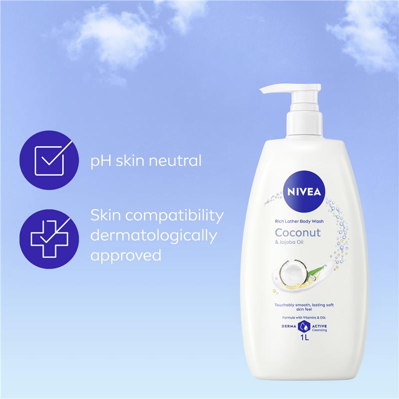 Load image into Gallery viewer, NIVEA Coconut &amp; Jojoba Oil Rich Body Wash 1L
