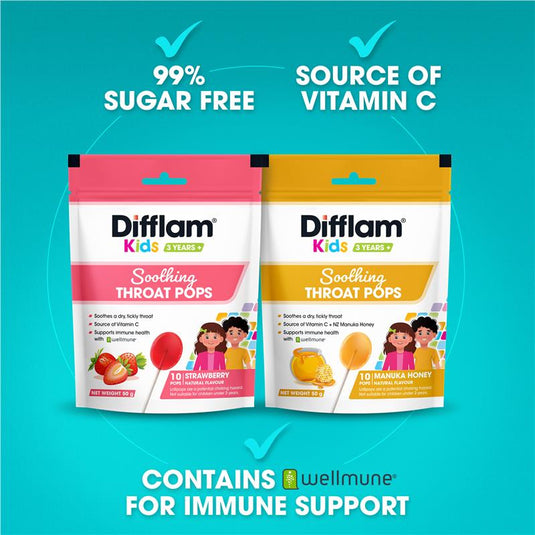 Difflam Soothing Throat Pops Strawberry 10 pack