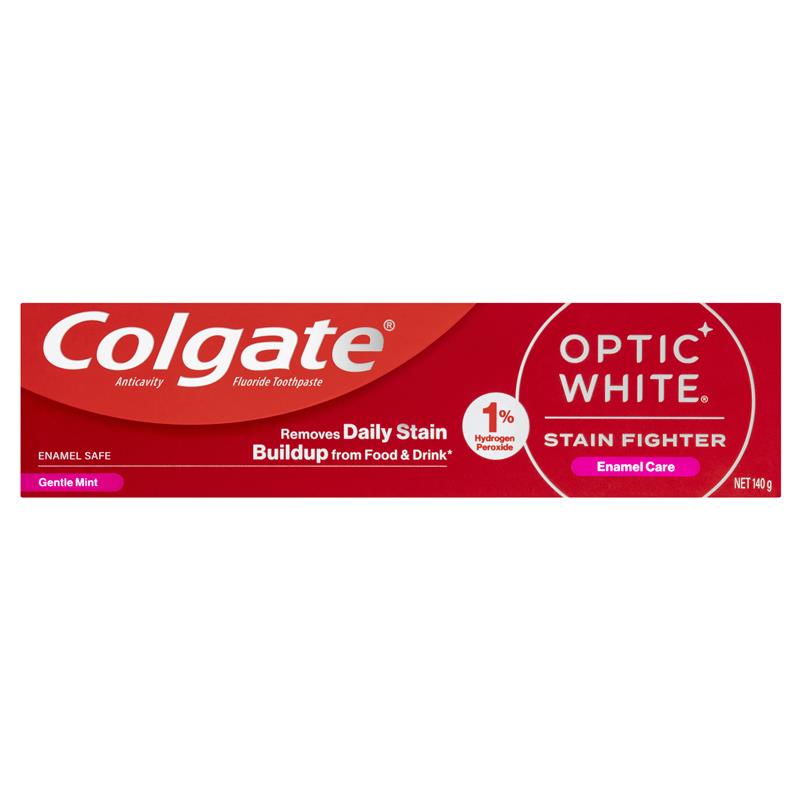 Load image into Gallery viewer, Colgate Toothpaste Optic White Stain Fighter Teeth Whitening Enamel Care 140g
