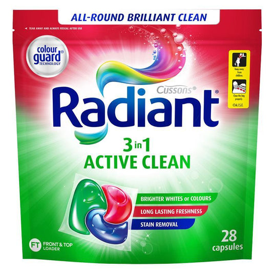 Radiant Laundry Capsules 3 in 1 Active Clean 28 Pack
