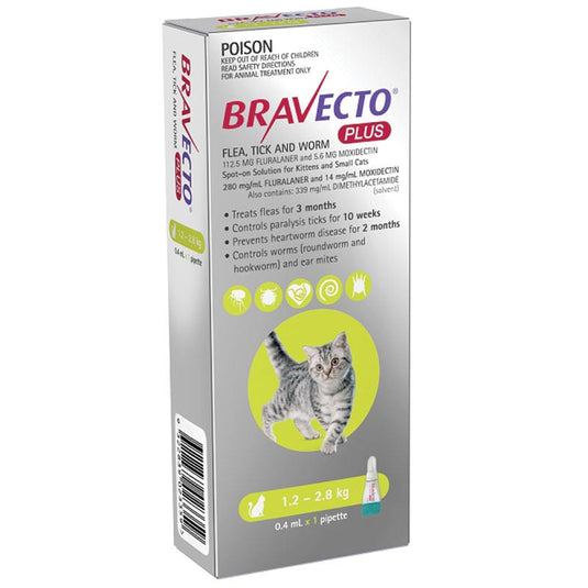 Bravecto Plus Cat 1.2-2.8Kg
