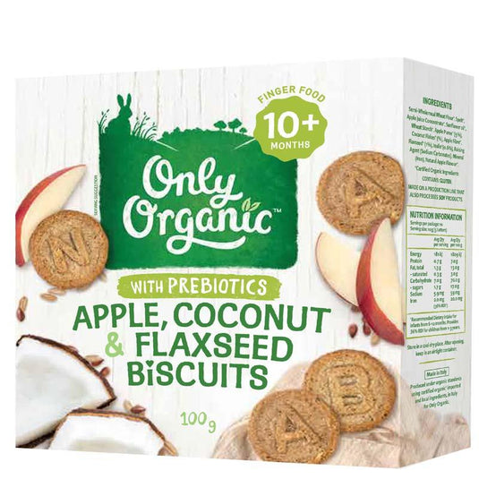 Only Organic Apple Coconut Flaxseed Biscuits 100g