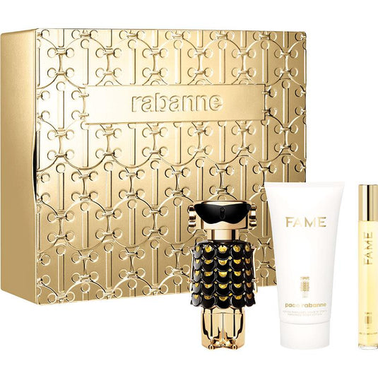 Paco Rabanne Fame Parfum 50ml + 75ml Body Lotion + 10ml Eau De Parfum Travel Spray 3 Piece Set