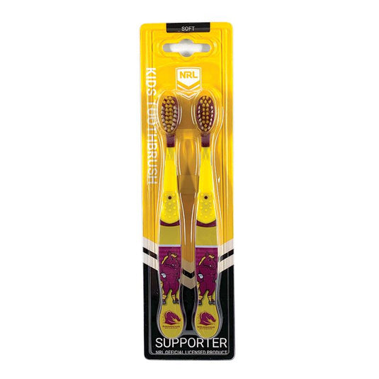 NRL Kids Toothbrush Brisbane Broncos Twin Pack