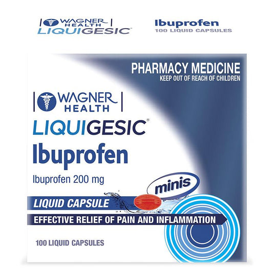 Wagner Health Liquigesic Mini Ibuprofen 200mg 100 Liquid Capsules