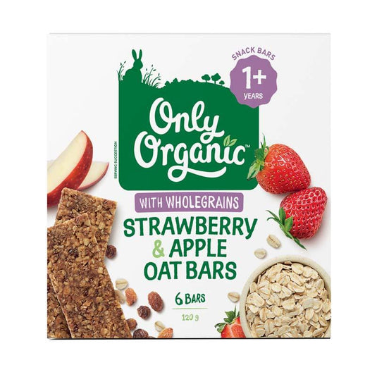 Only Organic Strawberry & Apple Oat Bars 6 Pack 120g