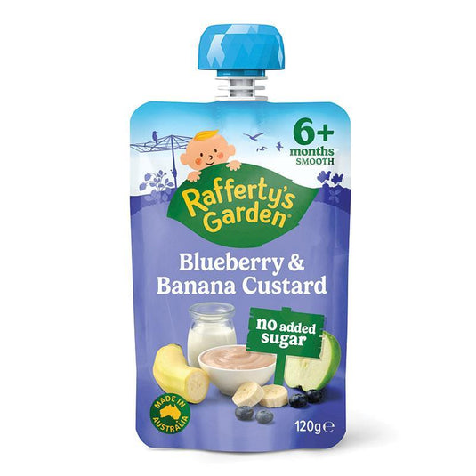 Raffertys Garden 6+ Months Blueberry & Banana Custard 120g