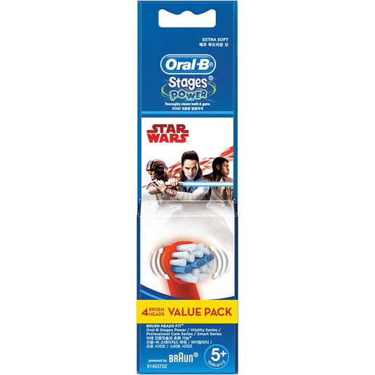 Oral B Power Toothbrush Kids Star Wars/Spiderman Refills 4 Pack