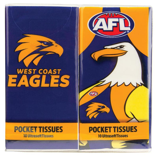 AFL Mascot Pocket Tissues West Coast 4 Pack