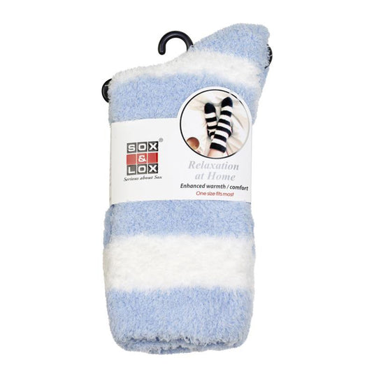 Adults Bed Socks Stripe Blue and White