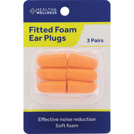 Health & Wellness Ear Plugs Fitted Foam 3 Pairs