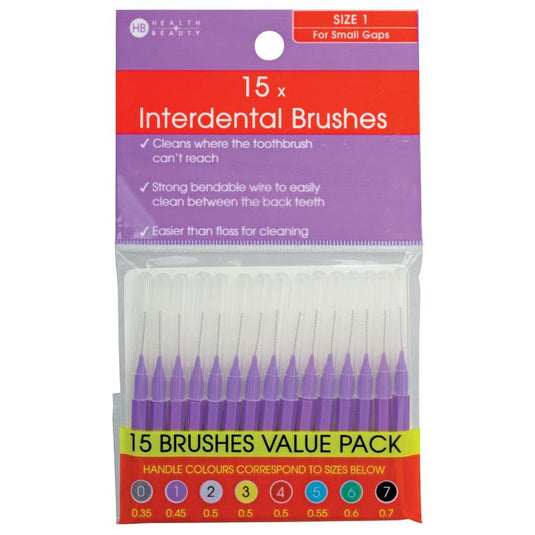 Health & Beauty Interdental Brushes 15 Pieces Size 1