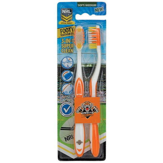 NRL Toothbrush Wests Tigers 2 Pack