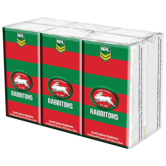 NRL Pocket Tissues South Sydney Rabbitohs 6 Pack