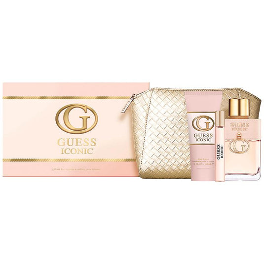 Guess Iconic For Women 100ml EDP + 15ml Travel Size + 100ml Body Lotion + Pouch 3 Piece Set