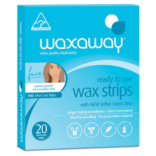 Waxaway Ready To Use Sensitive Wax Face 20 Strips