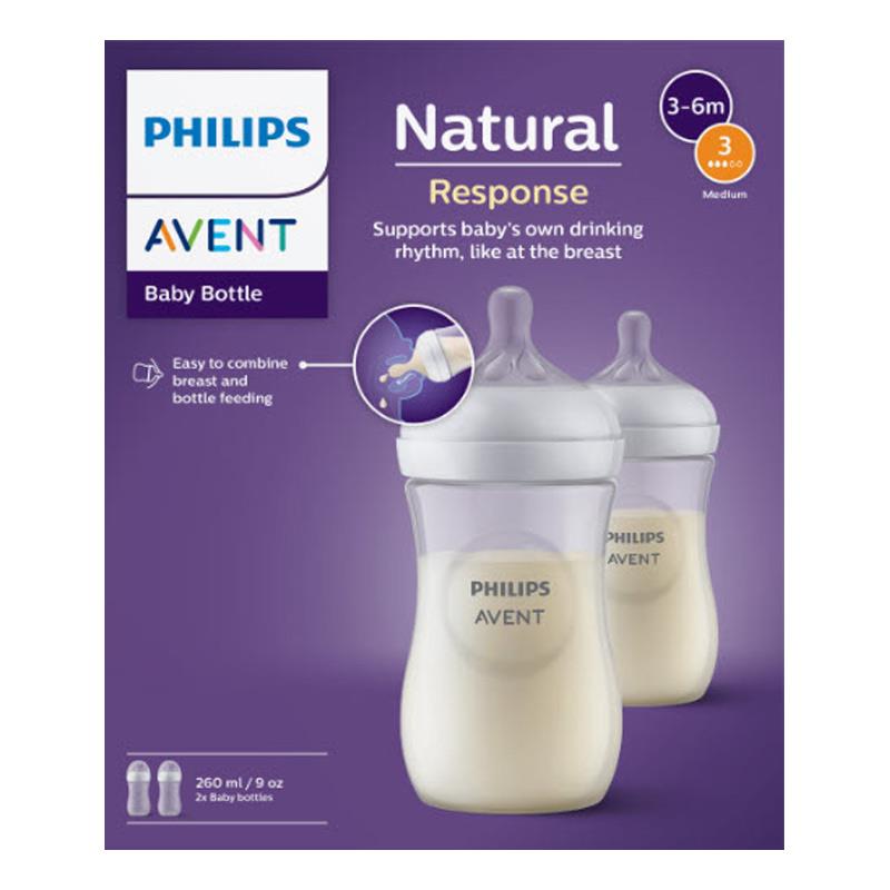 Load image into Gallery viewer, Avent Natural Response Feeding Bottle 260ml 2 Pack
