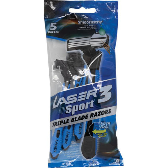 Laser Sport 3 Mens Disposable Razors 5 Pack