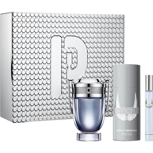 Rabanne Invictus Eau de Toilette 100ml + 150ml Deodorant Spray + 10ml Travel Spray 3 Piece Set