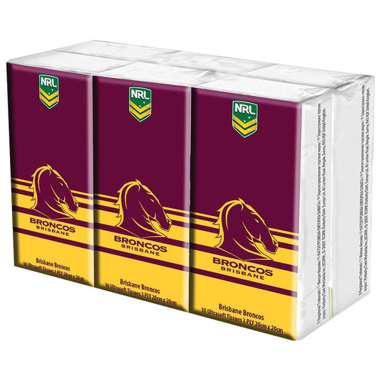 NRL Pocket Tissues Brisbane Broncos 6 Pack