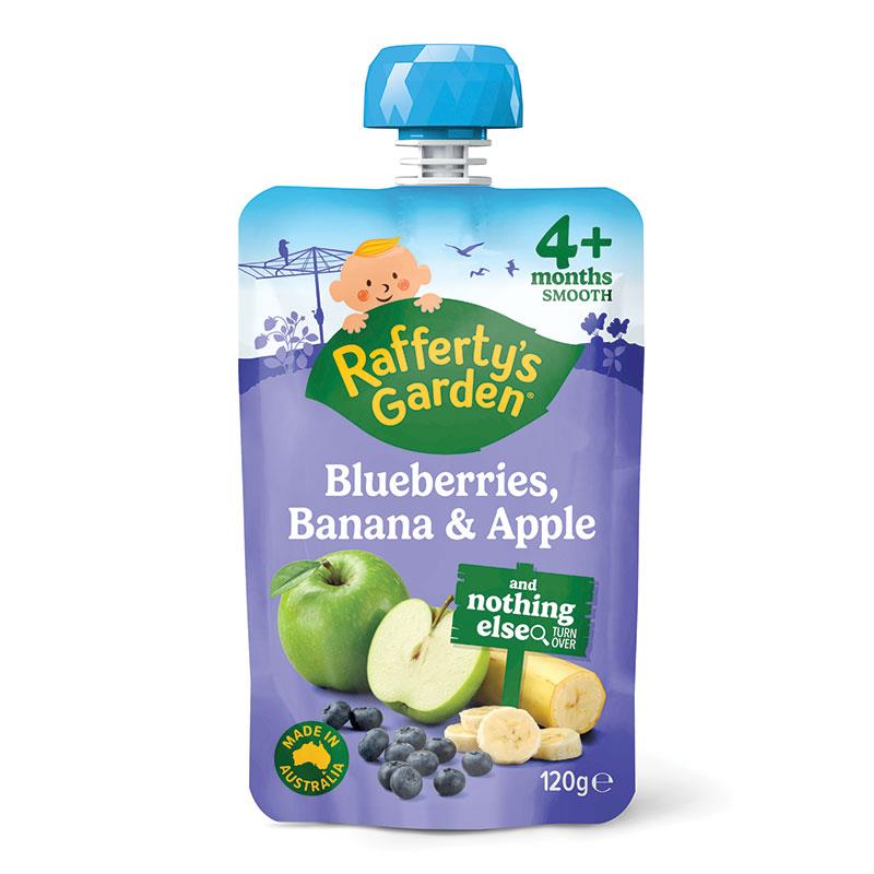 Load image into Gallery viewer, Raffertys Garden 4 Months Blueberry Banana &amp; Apple 120g
