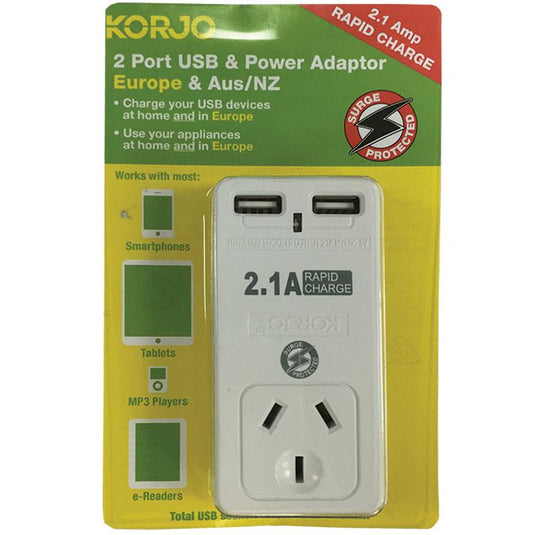 Korjo USB and Power Adaptor Home and Europe